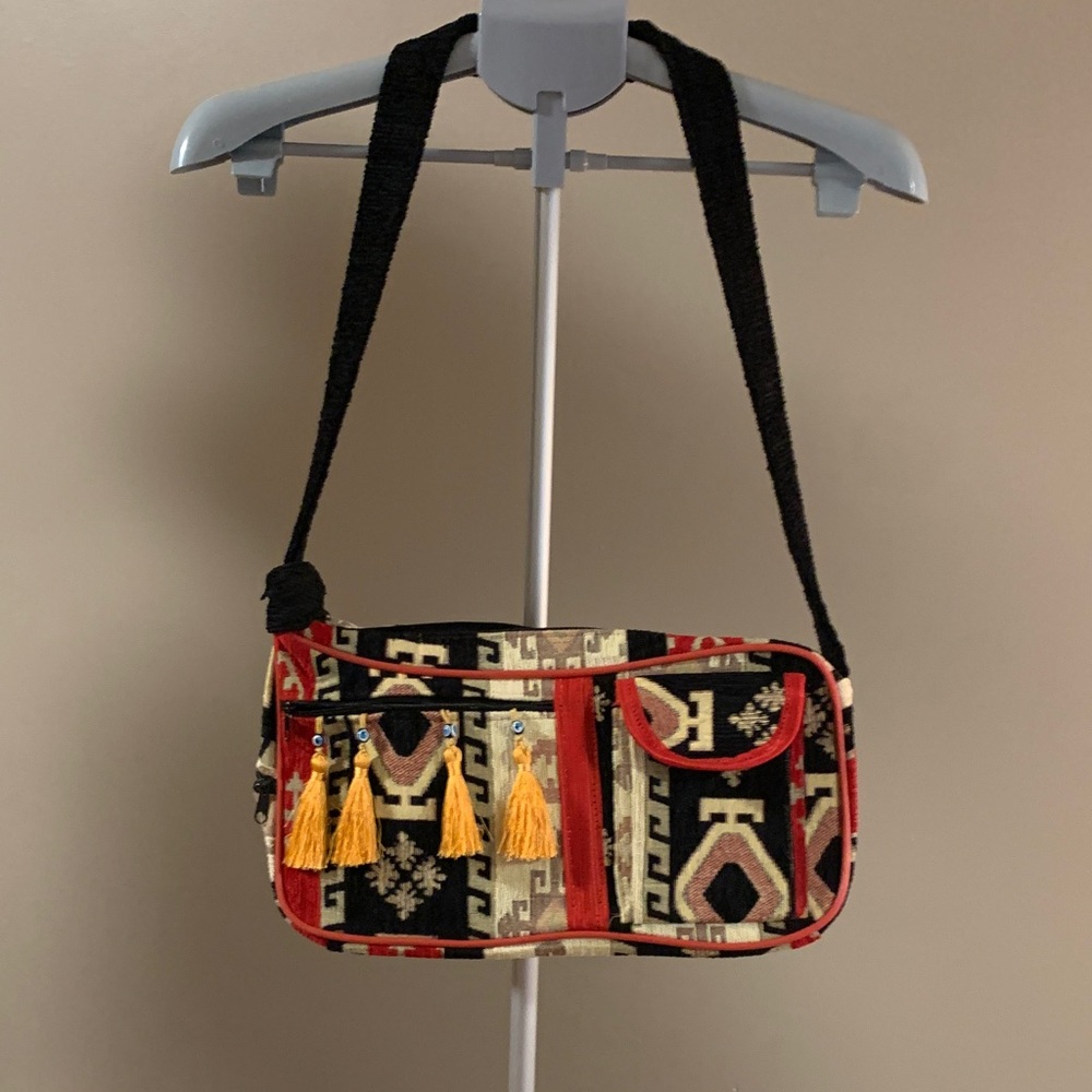 Stylish Black and Red Patterned Women's Bag / Purse One of a Kind New